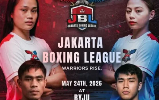 Ring tinju dan penonton menyambut Jakarta Boxing League di Pondok Indah