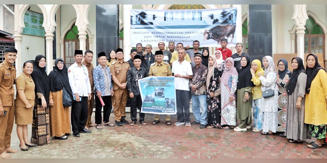 Bupati Simalungun menyerahkan sapi kurban 831 kg di Masjid Al-Aksho Bandar Siantar