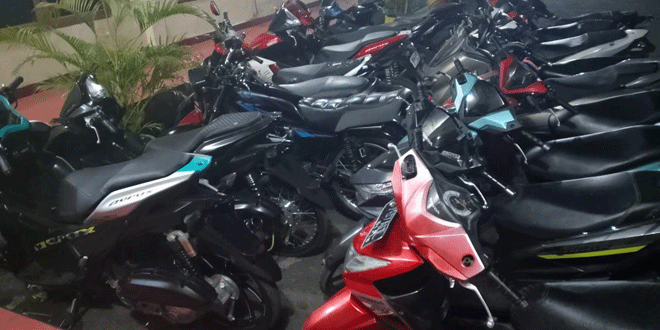 Patroli Polres Langkat menertibkan sepeda motor berknalpot brong di Stabat