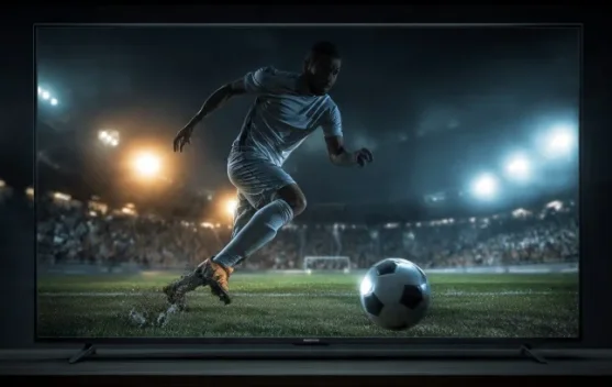 Penonton nobar Piala Dunia menonton layar besar di ruang terbuka