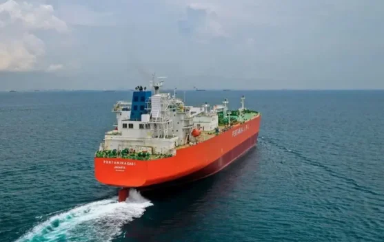 Dua kapal pengangkut LPG Pertamina PG1 dan PG2 berlabuh di pelabuhan