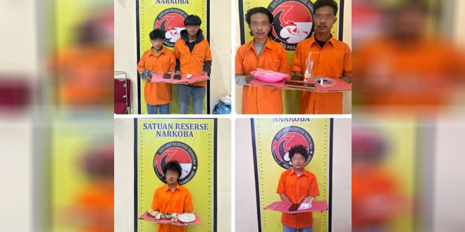 Petugas kepolisian mengamankan barang bukti ganja kering di Humbang Hasundutan