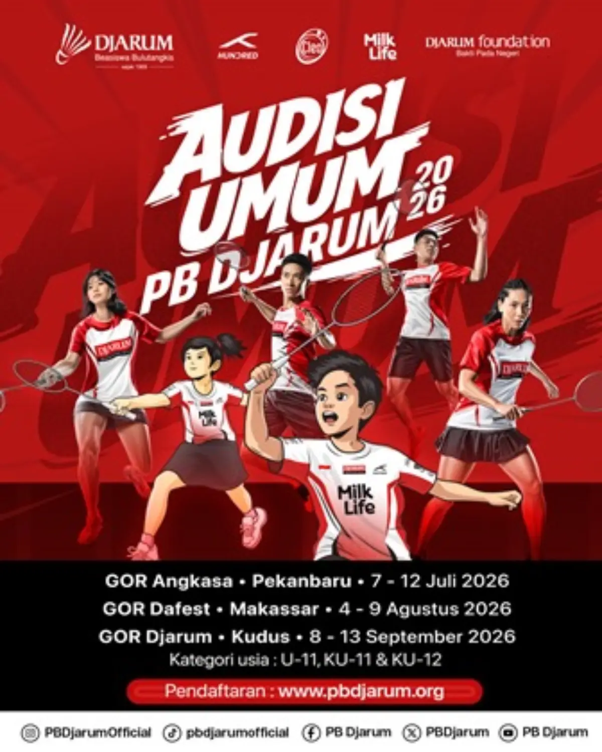 Ilustrasi audisi PB Djarum 2026 dengan jadwal Pekanbaru Makassar Kudus