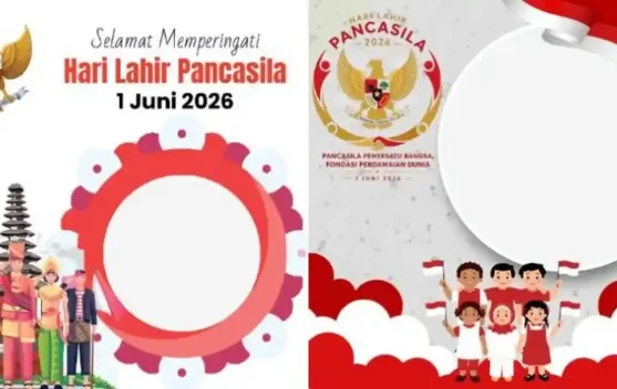 Contoh twibbon merah putih dengan simbol Garuda dan kutipan Pancasila untuk peringatan 1 Juni 2026