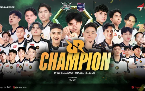 Tim RRQ merayakan kemenangan juara Delta Force Season 2