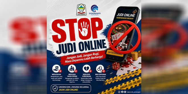 Ilustrasi peringatan bahaya judi online dan imbauan mencegah kecanduan