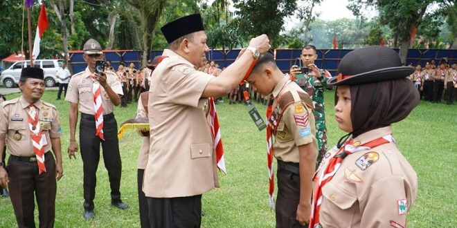 Bupati Syah Afandin membuka Jamcab Langkat 2026 di Lapangan Bumi Perkemahan Stabat