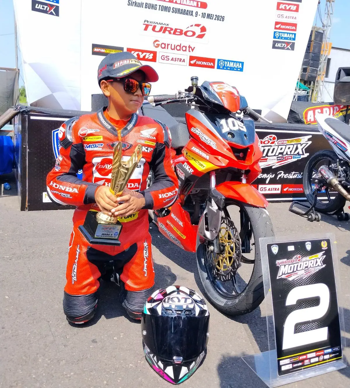 Agam Abdillah meraih podium MotoPrix 2026 di Sirkuit Gelora Bung Tomo