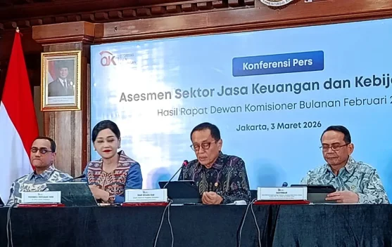 Ilustrasi kantor Bank Pembangunan Daerah dengan grafik pertumbuhan aset dan kredit