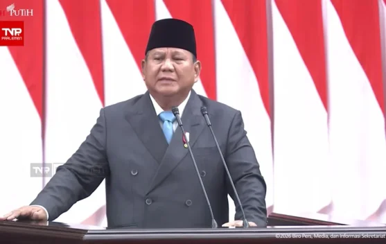 Presiden Prabowo menyampaikan pidato di Gedung Parlemen Senayan