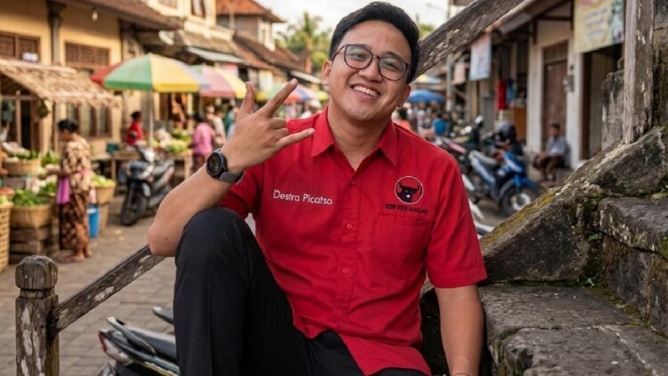 Destra Picatso mendampingi warga di kantor Disdukcapil Bondowoso