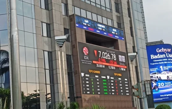 Grafik pergerakan IHSG turun ke level 6.065 pada sesi I perdagangan 22 Mei 2026
