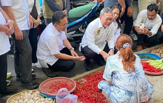 Menko Zulkifli Hasan di Pasar Palmerah membahas subsidi harga pangan impor