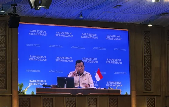 Presiden Prabowo menyampaikan sambutan di Sarasehan KSTI 2026 di JCC Jakarta