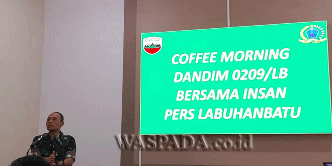 Dandim Kodim 0209/Labuhanbatu berbicara dalam coffee morning bersama media
