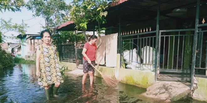 Rumah terendam banjir di Perumahan TKBM Lingkungan 18 Sei Mati, Medan Labuhan