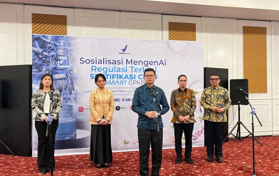 Kepala BPOM Taruna Ikrat menyampaikan sosialisasi Peraturan BPOM Nomor 8 Tahun 2026 di Kantor BPOM Jakarta
