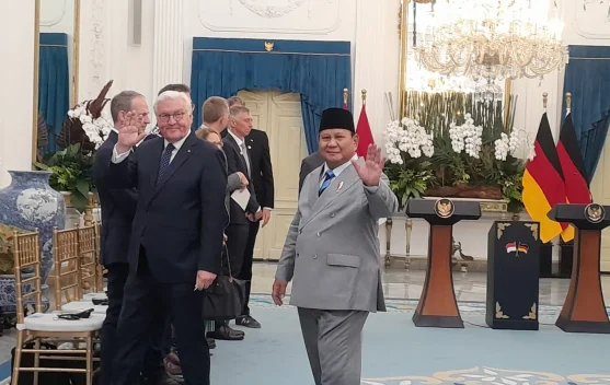 Presiden Prabowo menyambut Presiden Steinmeier di Istana Merdeka
