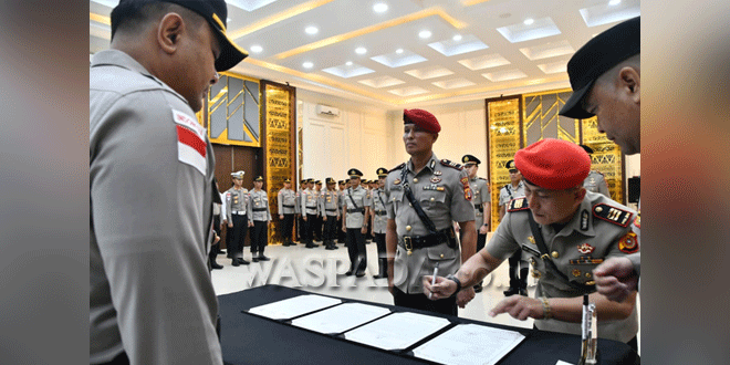 Prosesi serah terima jabatan Polres Aceh Timur di Aula Bhara Daksa
