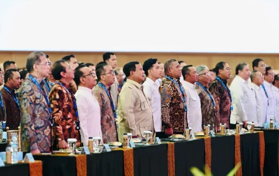 Presiden Prabowo menyampaikan pidato tentang persatuan elit politik di JCC Jakarta