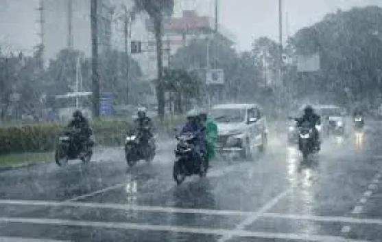 Ilustrasi peringatan cuaca BMKG hujan lebat dan angin kencang