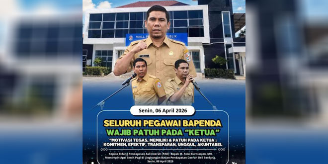 Kepala Bidang Pajak Deli Serdang M. Awal Kurniawan memberikan pernyataan kepada media