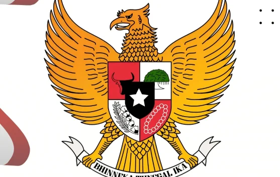 Burung Garuda Pancasila dengan lima perisai yang mewakili setiap sila