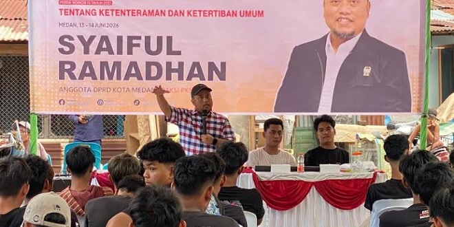 Syaiful Ramadhan saat sosialisasi Perda Ketentraman dan Ketertiban di Medan