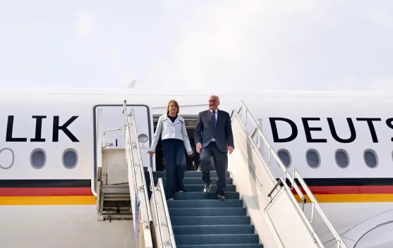 Presiden Jerman Frank-Walter Steinmeier dan istri Elke Büdenbender saat kunjungan resmi di Jakarta