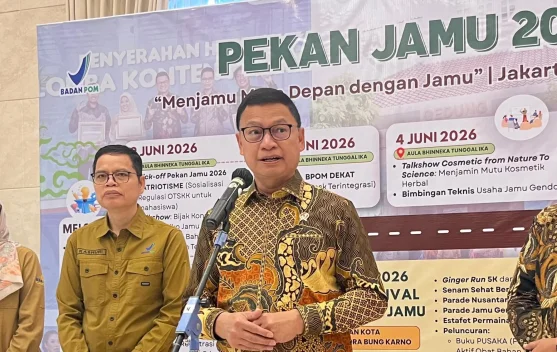 Kepala BPOM Taruna Ikrar memberi sambutan pada Kick Off Pekan Jamu 2026 di Kantor BPOM Jakarta
