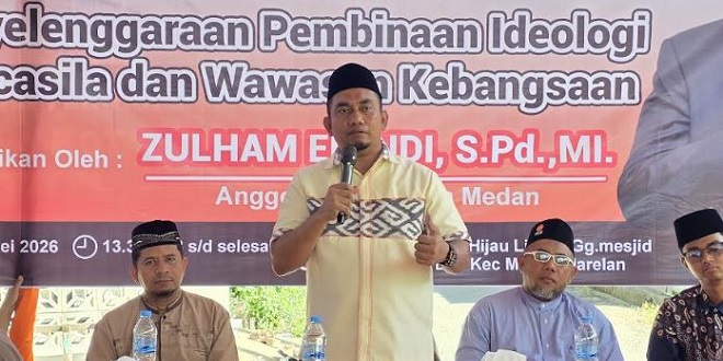 Zulham Efendi menyampaikan pembinaan ideologi Pancasila dan wawasan kebangsaan di Medan