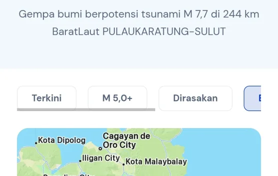 Peringatan dini tsunami BMKG setelah gempa di Laut Sulawesi