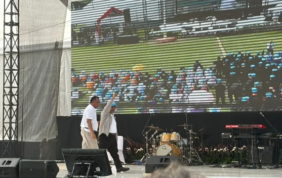 Menteri PPN Rachmat Pambudy berbicara pada Puncak Hari Lingkungan Hidup 2026 di Cibubur