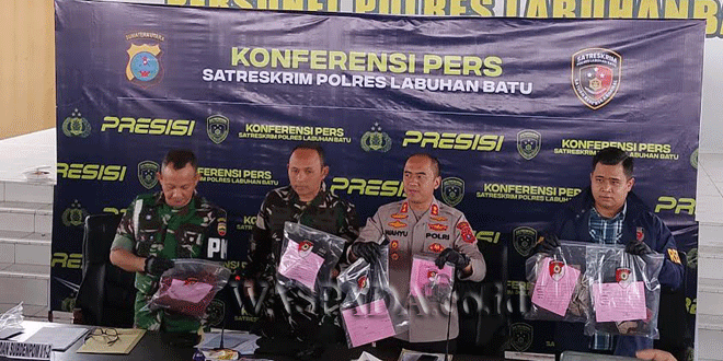 Kapolres Labuhanbatu memberi keterangan pers soal penganiayaan di kebun sawit