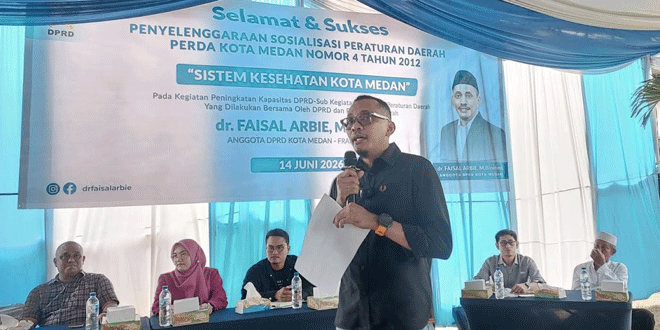 dr Faisal Arbie saat sosialisasi Perda Kesehatan di Medan