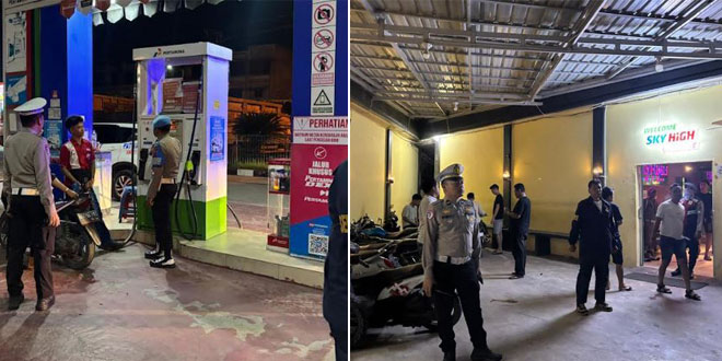 Patroli gabungan polisi, TNI, dan Satpol PP di Rantauprapat malam hari