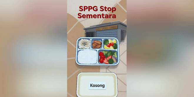 Dapur SPPG MBG kosong dan tumpukan peralatan produksi tidak terpakai