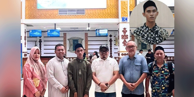 Fathir Hidayadi dilepas Dinas Sosial Aceh di Bandara Sultan Iskandar Muda sebelum berangkat ke MDI Nasional 2026