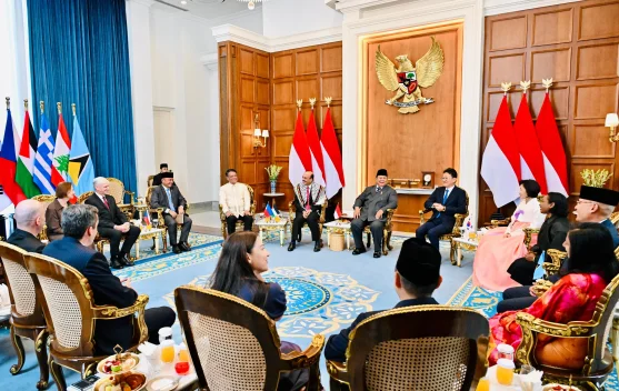 Presiden Prabowo menerima duta besar di Istana Merdeka saat penyerahan surat kepercayaan