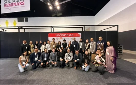 Paviliun Indonesia di GSE Sydney 2026 menampilkan produk garmen dan stan TEI