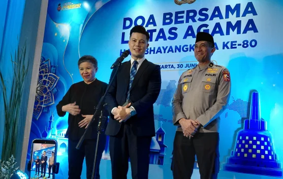 Doa bersama lintas agama jelang Hari Bhayangkara ke-80 di Auditorium STIK-PTIK Jakarta Selatan