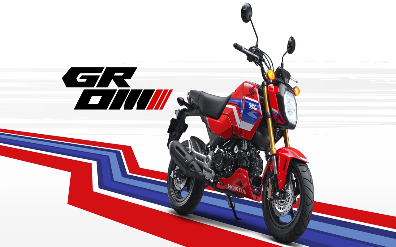 Honda Grom 2026 dalam tiga warna baru Gayety Red Splendid Blue Pearl Shining Black