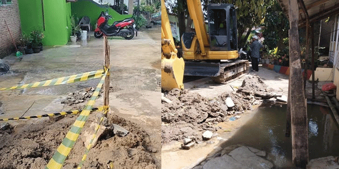 Perbaikan pipa distribusi air Tirtanadi di Delitua, Deli Serdang