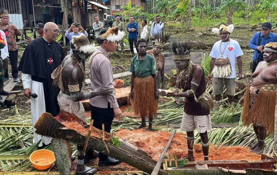 Wapres tinjau Sekolah Lapangan Sagu di Asmat terkait program MBG