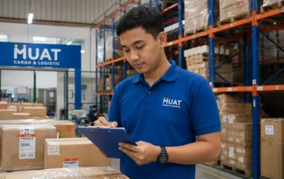 Armada truk MUAT Cargo dalam proses pengiriman barang antarpulau