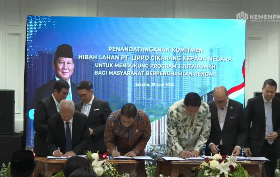 Penandatanganan komitmen hibah lahan Lippo di Gedung Wisma Danantara, Jakarta