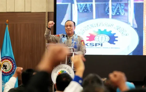 Wakapolri Dedi Prasetyo berbicara di Rakernas KSPI 2026 di Jakarta Pusat