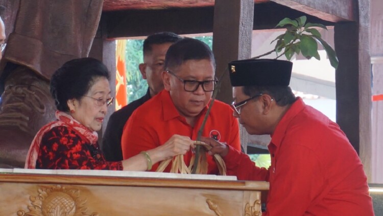 Kader PDI Perjuangan menerima bibit alpukat sebagai simbol gerakan ketahanan pangan