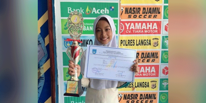 Diva Azahra berlari di lintasan stadion Langsa usai menang O2SN 2026