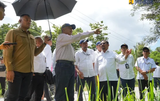 Menteri PU Dody Hanggodo meninjau jembatan pascagempa di Sigi, Sulawesi Tengah